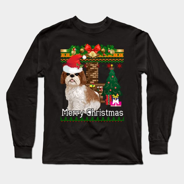 Ugly Christmas Sweater SHIH TZU Long Sleeve T-Shirt by LaurieAndrew